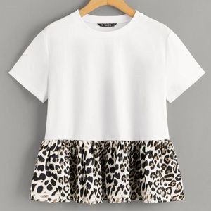 Blouse white bottom leopard print.